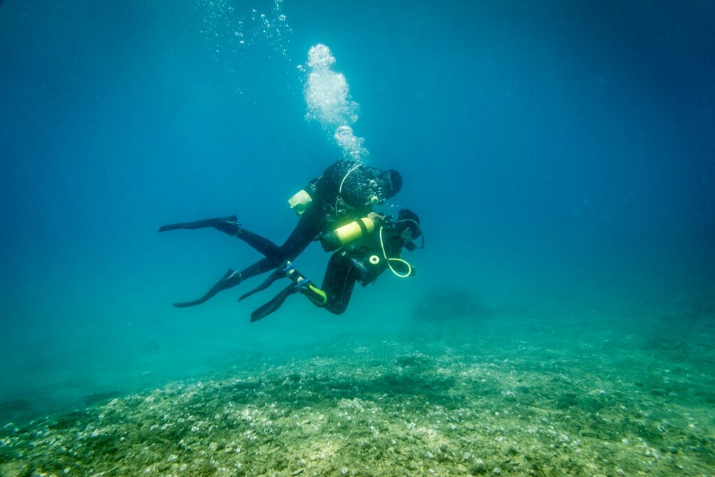 Two scuba divers exploring the ocean